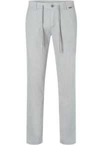 Chinohose MAC "Lennox Sport", Damen, Gr. 40, L&auml;nge 32, silber, Web, Obermaterial: 47% Leinen, 34% Polyester, 17% Viskose, 2% Elasthan, lang, Hosen Chinohose, Leinenstruktur