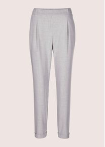 Madeleine Mode Schlupfhose MADELEINE "Chinohose Elastische Bundfaltenhose, 7/8-L&auml;nge", Damen, Gr. 20, N + K Gr, grau (grau, melange), Obermaterial: 64% Polyester PES. 32% Viskose CV. 4% Elasthan EL., Hosen Schlupfhose