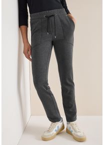 Stoffhose Cecil "Style Tracey", Damen, Gr. XXL (46), L&auml;nge 28, schwarz, Web, Obermaterial: 68% Polyester, 28% Viskose, 4% Elasthan, meliert, schmal lang, Hosen Stoffhose, mit Gummibund und Kordelzug