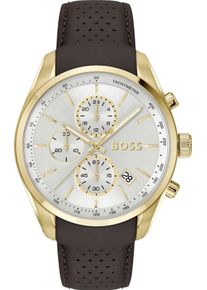 Quarzuhr BOSS "GRAND PRIX 44", braun, Armbanduhren, Herren, Quarzuhr, Quarzuhr, Armbanduhr, Herrenuhr, Lederarmband, analog, Tag