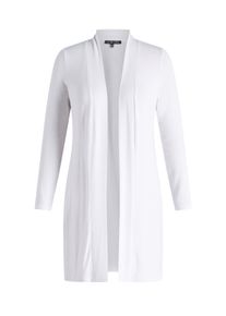 Longstrickjacke Base Level "Yayla long", Damen, Gr. 48, wei&szlig;, Strick, Obermaterial: 94% Viskose, 6% Elasthan, figurumspielend ca. Mitte Oberschenkel, tiefer Rundhals, Strickjacken Longstrickjacke, ohne Verschluss