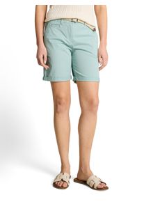 Chinoshorts Tom Tailor, Damen, Gr. 46, N-Gr, blau haze, Web, Obermaterial: 86% Baumwolle, 10% Polyester, 4% Elasthan. Futter: 100% Baumwolle, unifarben, normal kurz, Hosen Chinoshorts, mit G&uuml;rtel und Stretch