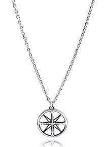 Kette mit Anh&auml;nger Firetti "Schmuck Geschenk Gl&uuml;ckssymbol Windrose f&uuml;r Hoffnung & Schutz", schwarz (edelstahlfarben, schwarz), Halsketten, Damen, Edelstahl, L: 55 B: 3mm, Kette mit Anh&auml;nger, B:3mm