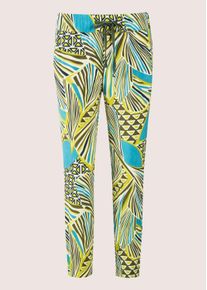 Madeleine Mode Schlupfhose MADELEINE "7/8 Hose Farbige Schlupfhose mit grafischem Print", Damen, Gr. 36, N + K Gr, gr&uuml;n (khaki, multicolor), Obermaterial: 95% Polyester PES. 5% Elasthan EL., Hosen Schlupfhose