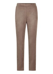 Chinohose GOLDNER "Hose LOUISA in Veloursleder-Optik", Damen, Gr. 50, N-Gr, beige (taupe), Obermaterial: 95% Polyester PES. 5% Elasthan EL., Hosen Chinohose