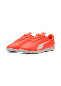 Fu&szlig;ballschuh Puma "VITORIA II IT JR", Kinder, Gr. 34, wei&szlig; (glowing rot, Puma wei&szlig;), Synthetik, Schuhe Fu&szlig;ballschuh, f&uuml;r Halle und Stra&szlig;e, f&uuml;r Jugendliche
