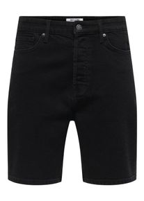 Only & Sons Shorts ONLY & SONS "ONSFADE STRETCH SHORTS BOX CRO DNM OTL", Damen, Gr. M, N-Gr, schwarz denim, Web, Obermaterial: 99% Baumwolle, 1% Elasthan, unifarben, relaxed fit knielang, Hosen Shorts