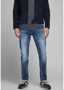 Jack & Jones Tapered-fit-Jeans JACK & JONES "JJIMIKE JJORIGINAL CJ SN", Damen, Gr. 33, L&auml;nge 30, blau (blau, denim, wash), Denim/Jeans, Obermaterial: 98% Baumwolle, 2% Elasthan, Abriebeffekte, bequem, Jeans Tapered-fit-Jeans, mit Five-Pocket-Design