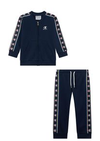 Trainingsanzug Champion "Sports-inspired Toddler Terry Full Zip Sweatsuit with tape detailing", Jungen, Gr. 86, nava, nava, Obermaterial: 54% Baumwolle, 46% Polyester, Sportanz&uuml;ge Trainingsanzug, zweiteiliges Set, mit Rei&szlig;verschluss, aus Baumwolle und Polyester