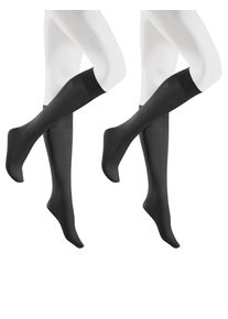 Kniestr&uuml;mpfe Hudson "SIMPLY 40 2-PACK", Damen, Gr. 39-42, anthrazit, Baumwollmischung, normal, Socken Kniestr&uuml;mpfe, Semi-blickdicht und matt