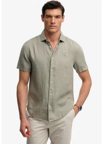 Leinenhemd Superdry "RIVIERA S/S LINEN SHIRT", Damen, Gr. XXL, N-Gr, bay gr&uuml;n, Web, Obermaterial: 100% Leinen, unifarben, regular fit normal, Hemden Leinenhemd, aus 100% Leinen