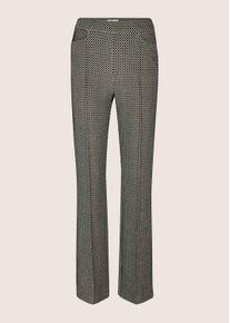 Madeleine Mode Jerseyhose MADELEINE "Stoffhose Jacquardhose mit geradem Schnitt", Damen, Gr. 19, N + K Gr, schwarz (schwarz, wollwei&szlig;), Obermaterial: 60% Polyester PES. 30% Viskose CV. 9% Polyamid PA. 1% Elasthan EL., Hosen Jerseyhose