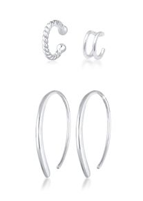 Ohrstecker-Set Elli "Ohrringe Basic Set Creolen Earcuff Blogger Trend 925 Silber" Gr. 23, silber, Ohrringe, Damen, ohne Stein, Silber 925 (Sterlingsilber), Ohrstecker-Set