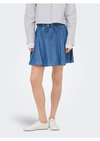 Hosenrock Only "ONLBEA ELAS STRING CUT SKORT DNM", Damen, Gr. L, medium blau denim, Denim/Jeans, Obermaterial: 65% Baumwolle, 35% Lyocell, unifarben, kurz, R&ouml;cke Hosenrock, Baumwollmischung