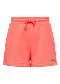 Sweatshorts Only "ONLMINNA SWEAT SHORTS CS SWT", Damen, Gr. L, N-Gr, fiery coral detail:Only badge, Sweatware, Obermaterial: 65% Polyester, 35% Baumwolle, unifarben, regular fit kurz, Hosen Sweatshorts, Materialmix, regular fit