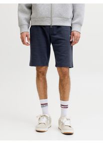 Jack & Jones Laufshorts JACK & JONES "JPSTGORDON ARCHIVE SWEAT SHORTS MID SN", Damen, Gr. L, N-Gr, sky captain, Web, Obermaterial: 80% Baumwolle, 20% Polyester, unifarben, regular fit, Hosen Laufshorts, mit Kordelzug