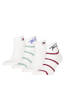 Kurzsocken Tommy Hilfiger "TH UNI TJ QUARTER 4P BRETON STRIPE ECOM", Damen, Gr. 39-42, rot, wei&szlig;, gelb, Obermaterial: 74% Baumwolle, 24% Polyamid, 2% Elasthan, Socken Kurzsocken