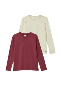T-Shirt s.Oliver JUNIOR, M&auml;dchen, Gr. 116, ecru, bordeaux, Jersey, Obermaterial: 100% Baumwolle, unifarben, normal h&uuml;ftbedeckend, Rundhals, Shirts T-Shirt, 2er Pack, Unisex
