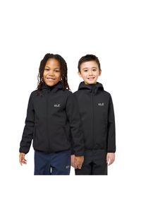 Softshelljacke Jack Wolfskin "FOURWINDS JACKET KIDS", Jungen, Gr. 164, schwarz, Softshell, Obermaterial: 100% Polyester. Innenseite: 100% Polyester, hoch geschlossener Ausschnitt, eingefasste Kante, Jacken Softshelljacke