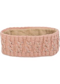 Stirnband styleBREAKER "Stirnband mit Zopfmuster & Strass", Damen, rosa (rose), Obermaterial: 100% Viskose CV., Modisch, M&uuml;tzen Stirnband