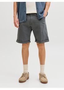 Jack & Jones Shorts JACK & JONES "JPSTRICK DYLAN ORIGINAL SHORTS", Damen, Gr. L, N-Gr, castlerock, Web, Obermaterial: 98% Baumwolle, 2% Elasthan, unifarben, regular fit knielang, Hosen Shorts