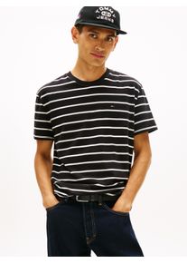 T-Shirt Tommy Jeans "TJM REGULAR STRIPE", Damen, Gr. M, schwarz stripe, Single Jersey, Obermaterial: 100% Baumwolle, regular fit normal, Rundhals, eingesetzt abgesteppte Kante, Shirts T-Shirt, Regular fit mit Rundhalsausschnitt