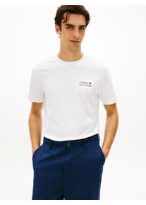 T-Shirt Tommy Hilfiger "BRAND LOVE EMBRO STACK", Damen, Gr. XL, wei&szlig;, Single Jersey, Obermaterial: 100% Baumwolle, regular fit normal, Rundhals, Shirts T-Shirt, mit gro&szlig;em R&uuml;ckenprint, regular fit