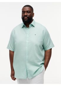 Tommy Hilfiger Big & Tall Kurzarmhemd "BT- LINEN BLND SOLID", Damen, Gr. 4XL, N-Gr, crushed mint, Web, Obermaterial: 52% Baumwolle, 48% Leinen, TOMMY HILFIGER BIG & TALL, regular fit, Hemden Kurzarmhemd, Gro&szlig;e Gr&ouml;&szlig;en, Button-down-Kragen, regular fit