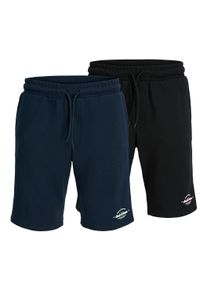 Jack & Jones Shorts JACK & JONES "JPSTGORDON BRANDON SWEAT SHORTS MP 2PK", Damen, Gr. L, N-Gr, schwarz pack:with wei&szlig; melange, Web, Obermaterial: 65% Polyester, 35% Baumwolle, meliert, regular fit, Hosen Shorts