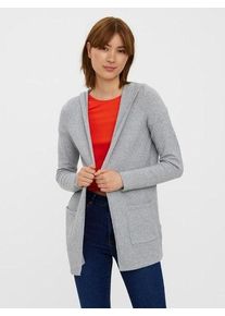 V&eacute;ro Moda Cardigan VERO MODA "VMDOFFY OPEN HOOD", Damen, Gr. L, grau (light grau melange), Feinstrick, Obermaterial: 94% Polyester, 3% Elasthan, 3% Polyamid, meliert, l&auml;ssig geschnitten Po-bedeckend, Rundhals, Strickjacken Cardigan