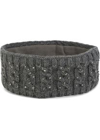 Stirnband styleBREAKER "Stirnband mit Zopfmuster & Strass", Damen, grau, Obermaterial: 100% Viskose CV., Modisch, M&uuml;tzen Stirnband