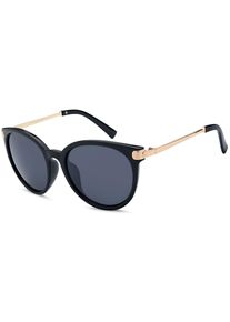 Sonnenbrille styleBREAKER "Cat-Eye Sonnenbrille", Herren, grau (gestell schwarz, gold, glas grau get&ouml;nt), Modisch, Sonnenbrillen Sonnenbrille