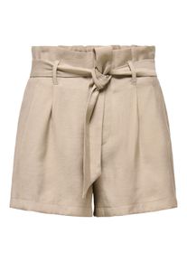 Shorts Only "ONLLALIA HW BELT SHORTS PNT", Damen, Gr. L, N-Gr, silber mink, Web, Obermaterial: 94% Viskose, 6% Polyester, unifarben, regular fit kurz, Hosen Shorts, Viskosemischung, regular fit, High Waist Paperbag Bund
