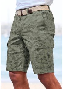 Cargoshorts John Devin, Herren, Gr. 34, N-Gr, gr&uuml;n (khaki bedruckt), Web, Obermaterial: 97% Baumwolle, 3% Elasthan, bedruckt, regular fit kurz, Hosen Cargoshorts, Shorts aus elastischer Baumwolle, modisch bedruckt