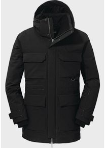 Sch&ouml;ffel Langjacke SCH&Ouml;FFEL "Down Parka Ridgeland M", Herren, Gr. 58, schwarz (9990, schwarz), Oberstoff : 100% Polyester (Membran: Polyurethan) Futter: 100% Polyester Futter 2: 92% Nylon 8% Elasthan F&uuml;llung : 80% Daune 20% Federn, regular fit, hoch geschlossener Ausschnitt, Jacken Langjacke