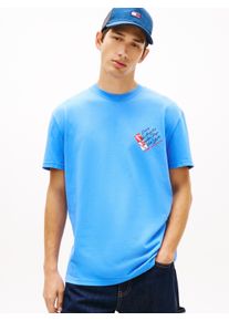 T-Shirt Tommy Jeans "TJM REGULAR FIT SIGN SHIFT", Damen, Gr. XL, blau twilight, Single Jersey, Obermaterial: 100% Baumwolle, regular fit normal, Rundhals, eingesetzt abgesteppte Kante, Shirts T-Shirt, mit Tommy-Logo hinten, Jersey