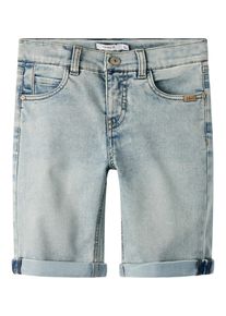 Jeansshorts name it "NKMTHEO XSL DNM L SHORTS 6622-CL NOOS", Jungen, Gr. 116, N-Gr, light medium blau denim, Denim/Jeans, Obermaterial: 41% Viskose, 31% Baumwolle, 25% Polyester, 3% Elasthan, unifarben, slim fit kurz, Jeans Jeansshorts, Viskosemischung, Stretch
