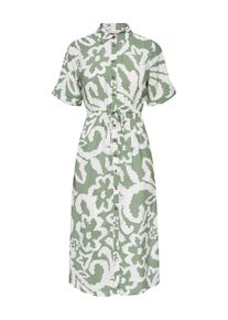 Blusenkleid Only CARMAKOMA "CARPERI S/S SHIRT DRESS WVN ZL", Damen, Gr. 54, N-Gr, laurel wreath aop:cloud dancer, Web, Obermaterial: 50% Nylon, 50% Viskose, bedruckt, lang, Kleider Blusenkleid, Sommerkleid