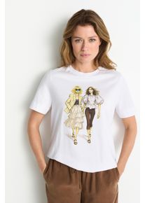 T-Shirt RICHROYAL, Damen, Gr. XS, wei&szlig;, Single Jersey, Obermaterial: 100% Baumwolle, unifarben, regular fit taillenbedeckt, Rundhals, eingesetzt abgesteppte Kante, Shirts T-Shirt, Regular fit mit Modeprint