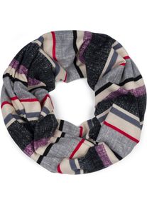 Loop styleBREAKER "Feinstrick Loop Schal Streifen", Damen, lila (lila, grau, beige), Obermaterial: 50% Viskose CV. 50% Polyester PES., Modisch, Modet&uuml;cher Loop