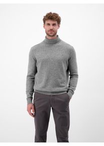Rollkragenpullover Lerros, Herren, Gr. S, platinum grau melange, Strick, Obermaterial: 88% Schurwolle, 12% Kaschmir, meliert, regular fit normal, ohne Ausschnitt, Rippb&uuml;ndchen, Pullover Rollkragenpullover, mit Logo-Stickerei und aus Schurwolle mit Kaschmir