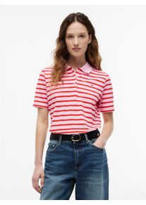 Poloshirt Tommy Hilfiger "1985 REG PIQUE POLO", Herren, Gr. XS (34), rose petal, ecru stripe, Piqu&eacute;, Obermaterial: 96% Baumwolle, 4% Elasthan, gestreift, regular fit normal, Rundhals, abgesteppte Kante, Shirts Poloshirt, mit Logo-Stickerei, Seitenschlitze, Regular Fit