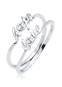 Ring-Set Elli "Ring Hope Love Kristalle 925 Silber" Gr. 58, wei&szlig;, Fingerringe, Damen, 58, Silber 925 (Sterlingsilber), Ring-Set