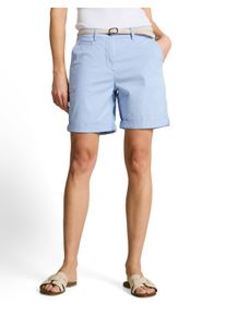 Chinoshorts Tom Tailor, Damen, Gr. 46, N-Gr, kentucky blau, Web, Obermaterial: 86% Baumwolle, 10% Polyester, 4% Elasthan. Futter: 100% Baumwolle, unifarben, normal kurz, Hosen Chinoshorts, mit G&uuml;rtel und Stretch