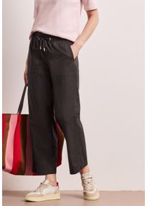 Paperbag-Hose Street One, Damen, Gr. 46, L&auml;nge 28, deep earth, Web, Obermaterial: 98% Baumwolle, 2% Elasthan, unifarben, loose fit kn&ouml;chelfrei, Hosen Paperbag-Hose, mit elastischem Bund