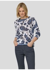 3/4 Arm-Pullover Rabe, Damen, Gr. 52, pazifik, Strick, Obermaterial: 100% Baumwolle, gemustert, normal h&uuml;ftbedeckend, Rundhals, Pullover 3/4 Arm-Pullover, im H&auml;kel-Look