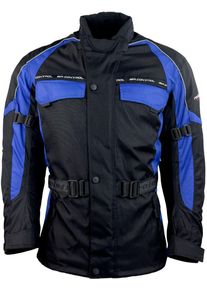 Motorradjacke Roleff "Reno" Gr. L, blau (blau, schwarz), Jacken, Damen, L, Obermaterial: 100% Polyester. Innenfutter: 100% Polyester, Motorradjacke, mit Protektoren, 4 Taschen, 3 Bel&uuml;ftungsl&ouml;cher