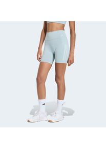 Shorts adidas Performance "OPTIME WORKOUT 3-STREIFEN KURZE LEGGINGS", Damen, Gr. L, L&auml;nge 7, wonder sage, innenbeinl&auml;nge ca. 18 cm, Obermaterial: 73% Polyester, 27% Elasthan, Hosen Shorts