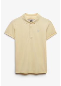 Poloshirt Superdry "HERITAGE SLIM FIT POLO", Herren, Gr. XS, pastel gelb, Single Jersey, Obermaterial: 97% Baumwolle, 3% Elasthan, unifarben, skinny fit normal, Shirts Poloshirt