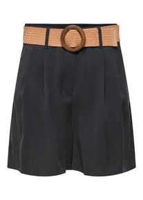 Shorts Only "ONLIBIZA HW BELT SHORTS PNT", Damen, Gr. L, N-Gr, schwarz, Obermaterial: 88% Modal, 12% Polyester, unifarben, regular fit kurz, Hosen Shorts, Materialmix, regular fit, High Waist